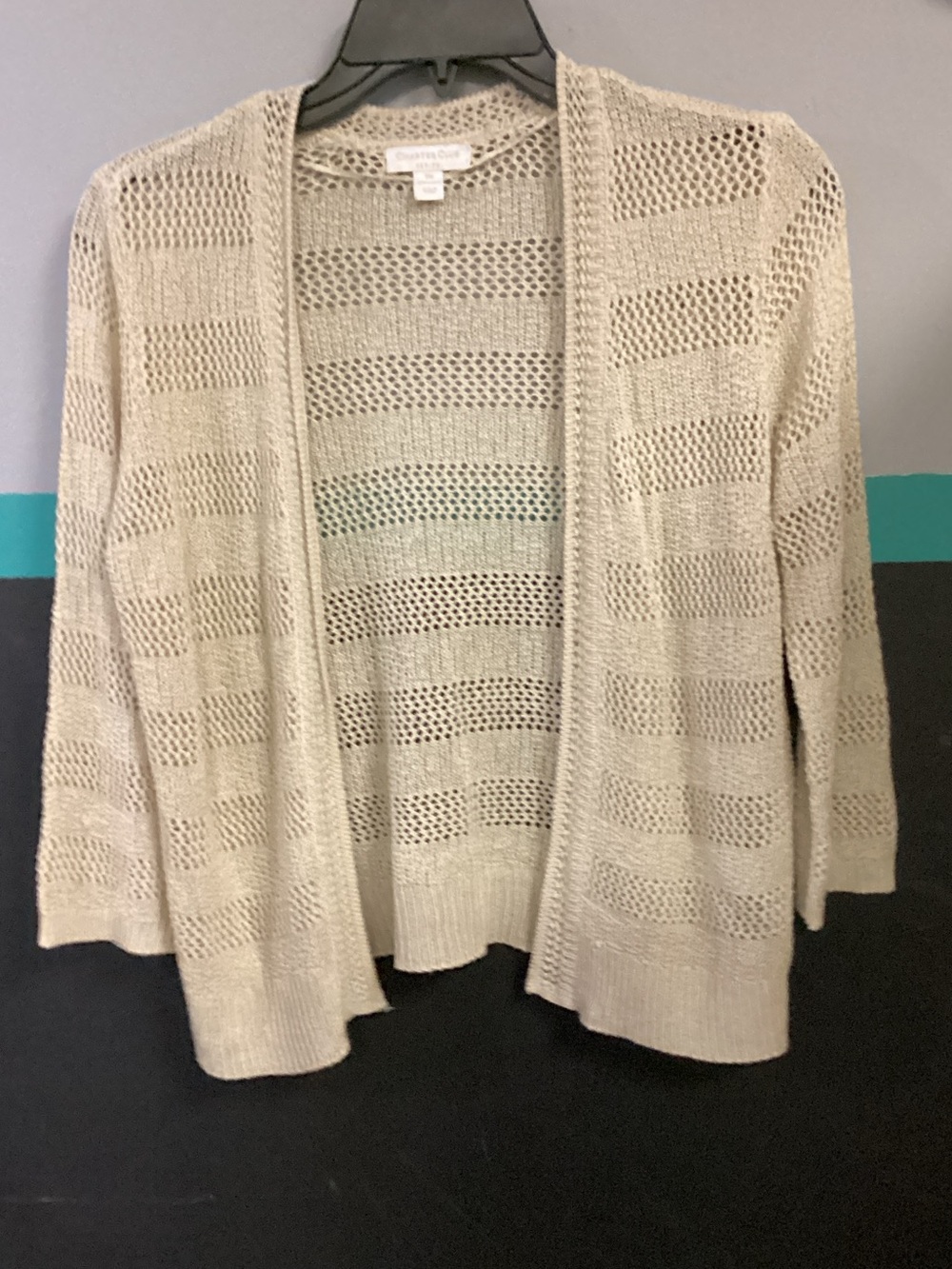 Charter Club Open-Knit Cream Cardigan